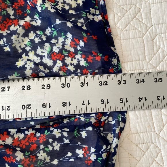 NWT Anna-Kaci Floral Print Navy Dress M fully lines V neck cap sleeves - Picture 11 of 13